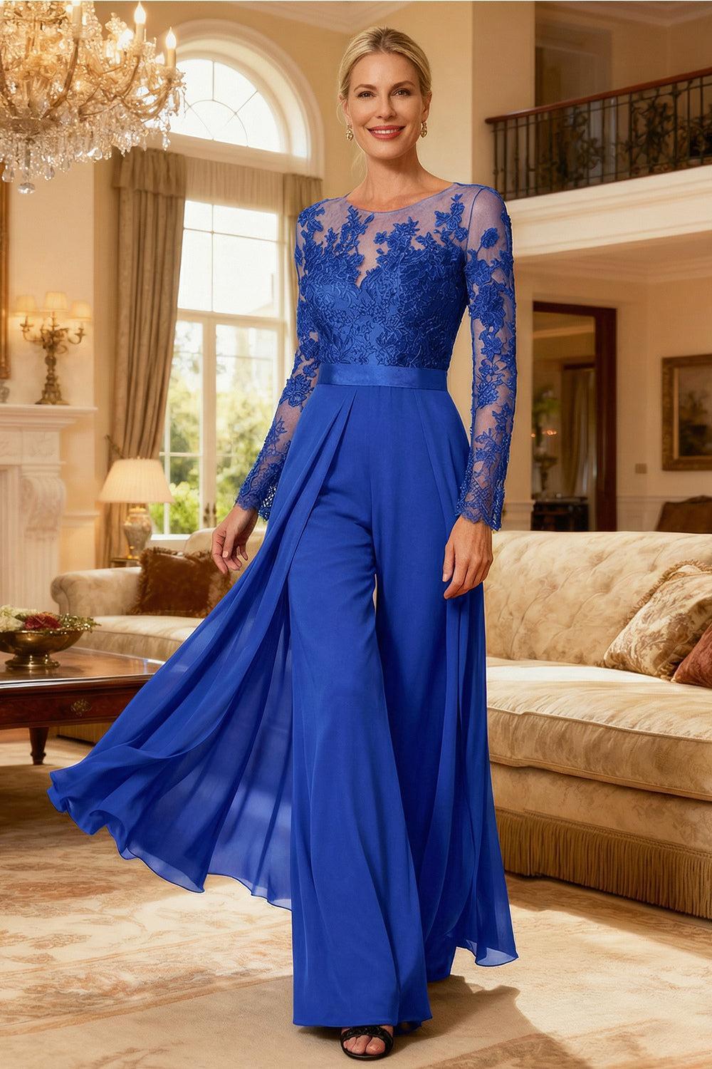Dreamyannie Black Chiffon Illusion Neck Floor Length Mother Of The Bride Jumpsuit With Cape