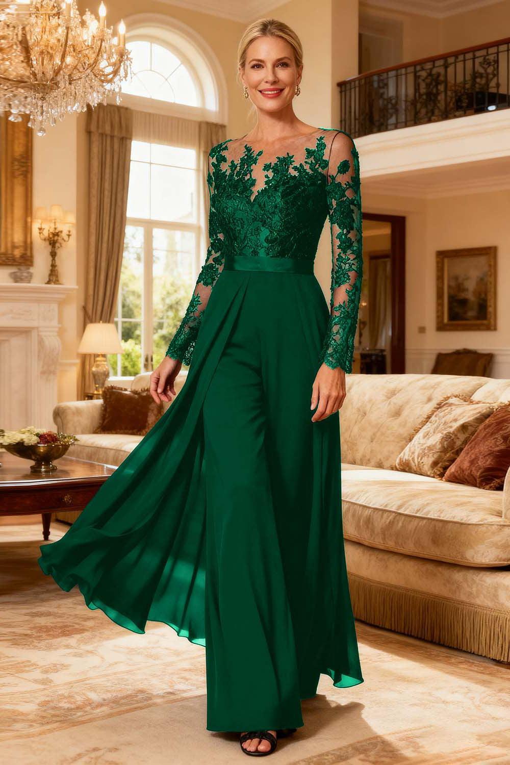 Dreamyannie Black Chiffon Illusion Neck Floor Length Mother Of The Bride Jumpsuit With Cape