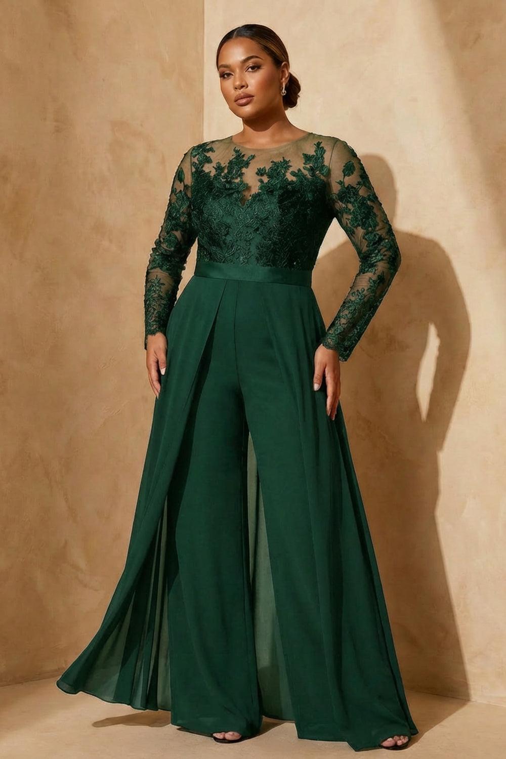 Dreamyannie Black Chiffon Illusion Neck Floor Length Mother Of The Bride Jumpsuit With Cape