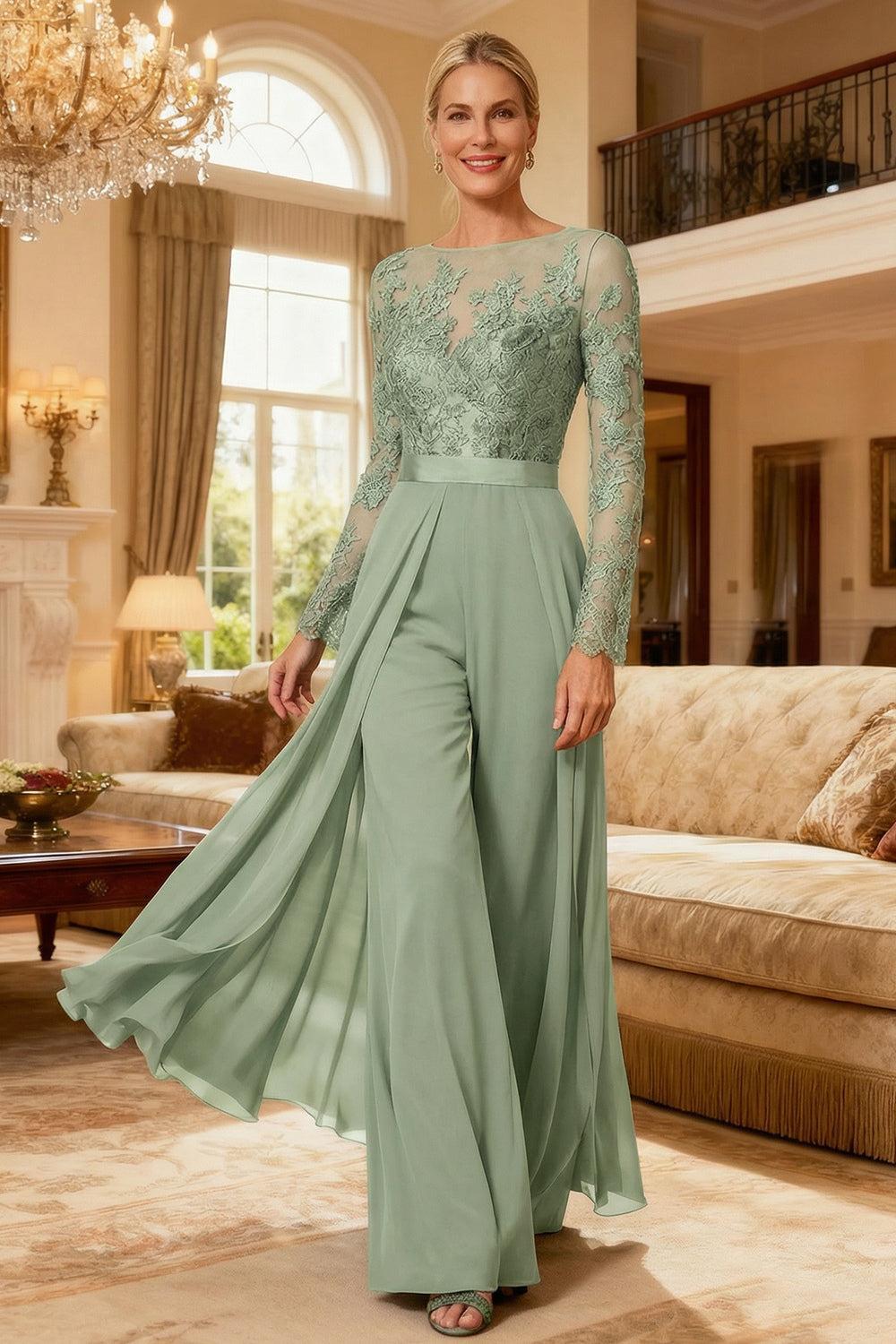 Dreamyannie Black Chiffon Illusion Neck Floor Length Mother Of The Bride Jumpsuit With Cape