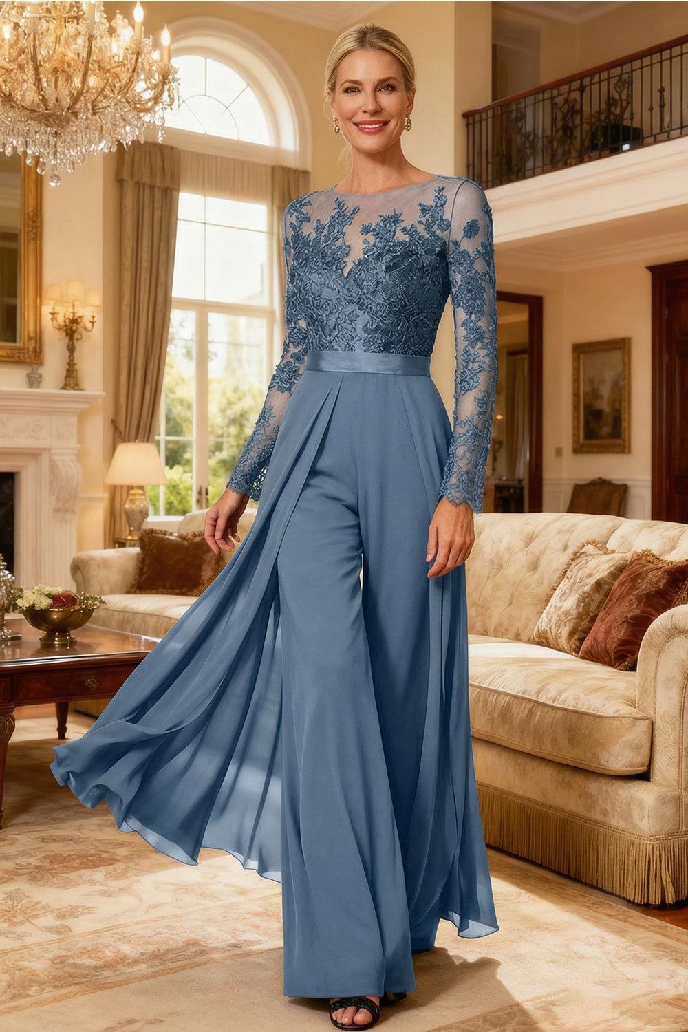 Dreamyannie Black Chiffon Illusion Neck Floor Length Mother Of The Bride Jumpsuit With Cape