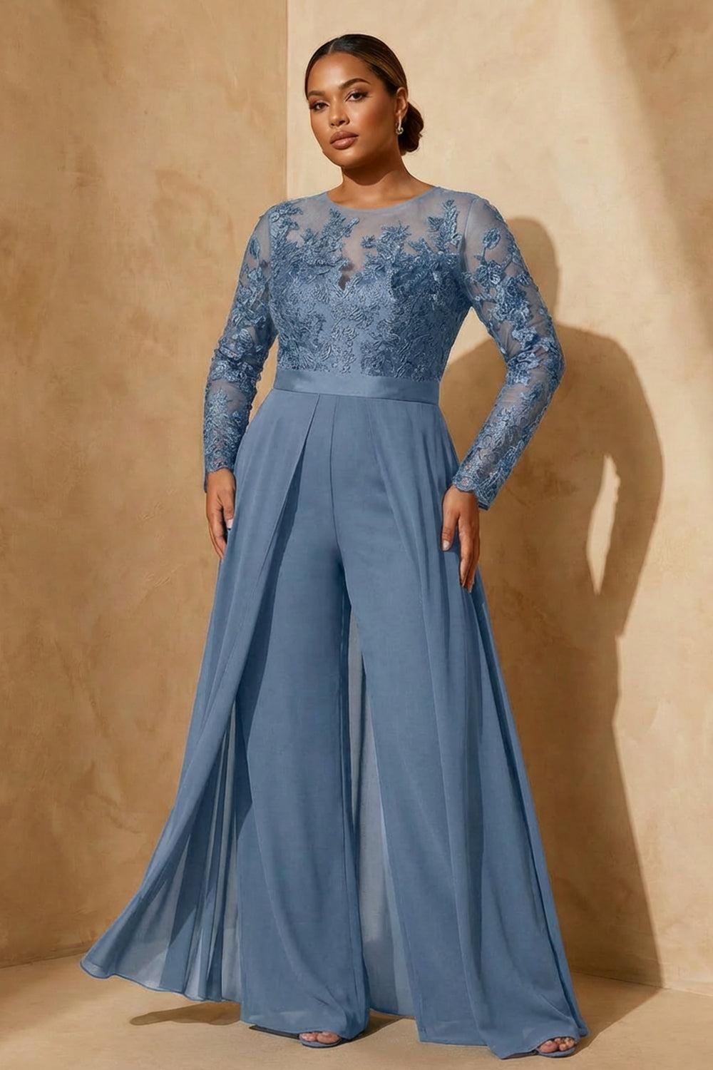 Dreamyannie Black Chiffon Illusion Neck Floor Length Mother Of The Bride Jumpsuit With Cape