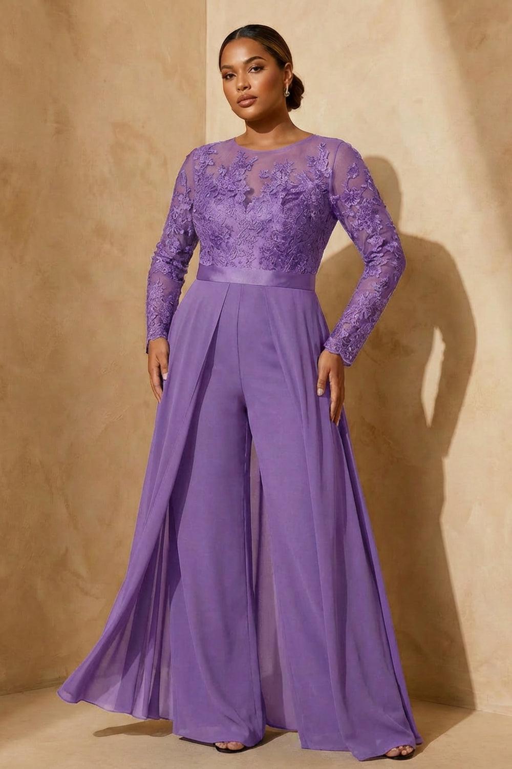 Dreamyannie Black Chiffon Illusion Neck Floor Length Mother Of The Bride Jumpsuit With Cape