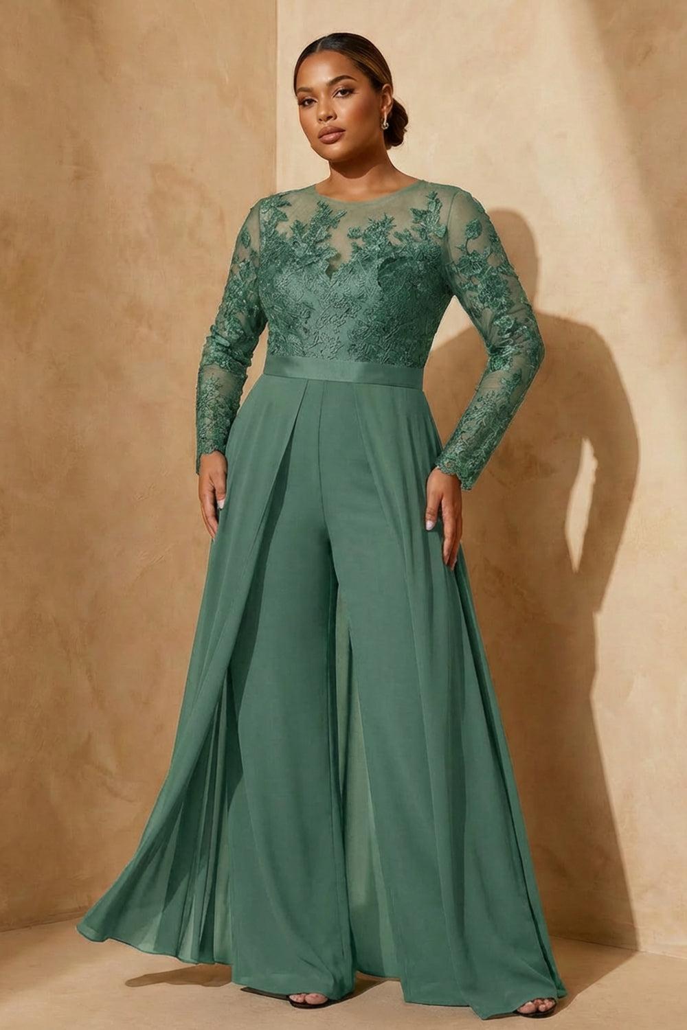 Dreamyannie Black Chiffon Illusion Neck Floor Length Mother Of The Bride Jumpsuit With Cape