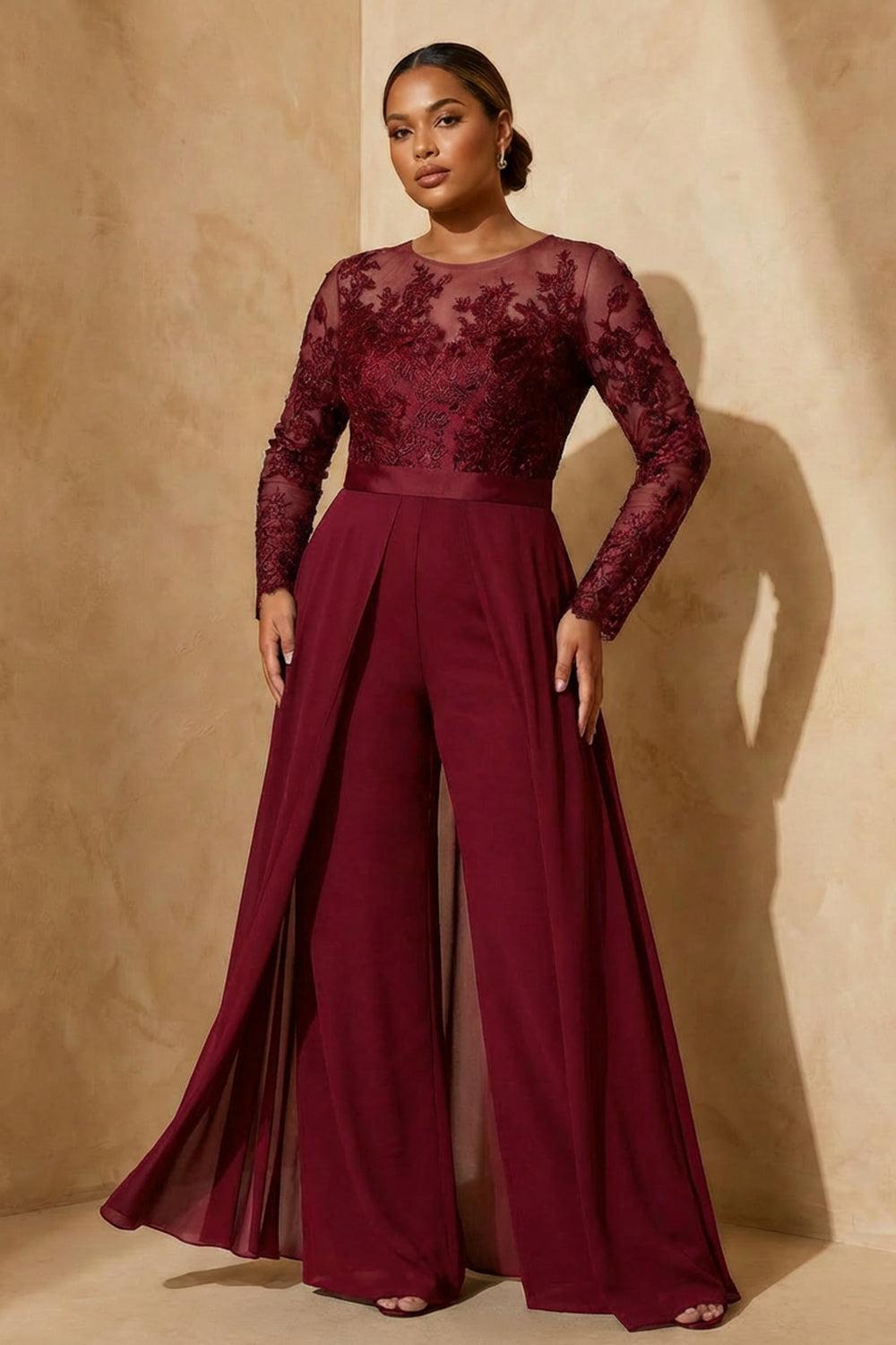 Dreamyannie Black Chiffon Illusion Neck Floor Length Mother Of The Bride Jumpsuit With Cape
