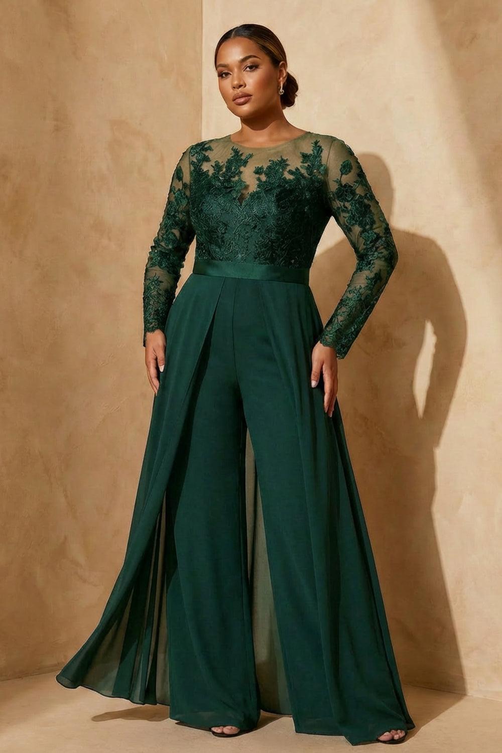 Dreamyannie Black Chiffon Illusion Neck Floor Length Mother Of The Bride Jumpsuit With Cape