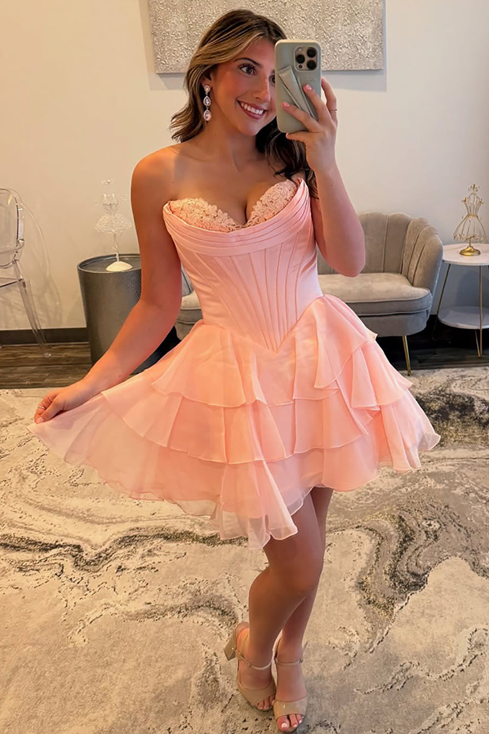 Dreamyannie Black Corset A Line Homecoming Dresses Short Cocktail Dresses With Ruffles