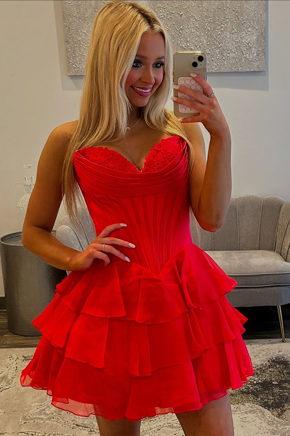Dreamyannie Black Corset A Line Homecoming Dresses Short Cocktail Dresses With Ruffles