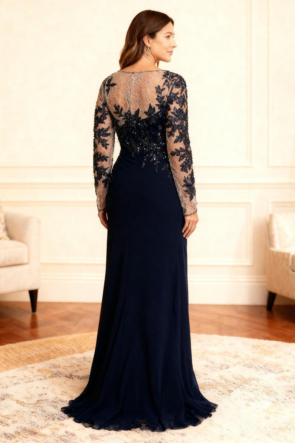 Dreamyannie Black One Shoulder Lace Floor Length Plus Size Mother Of The Bride Dress With Slit