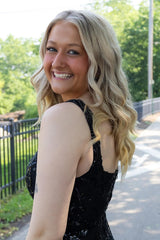 Dreamyannie Black Tight Homecoming Dresses Short Corset Cocktail Dresses With Sequins