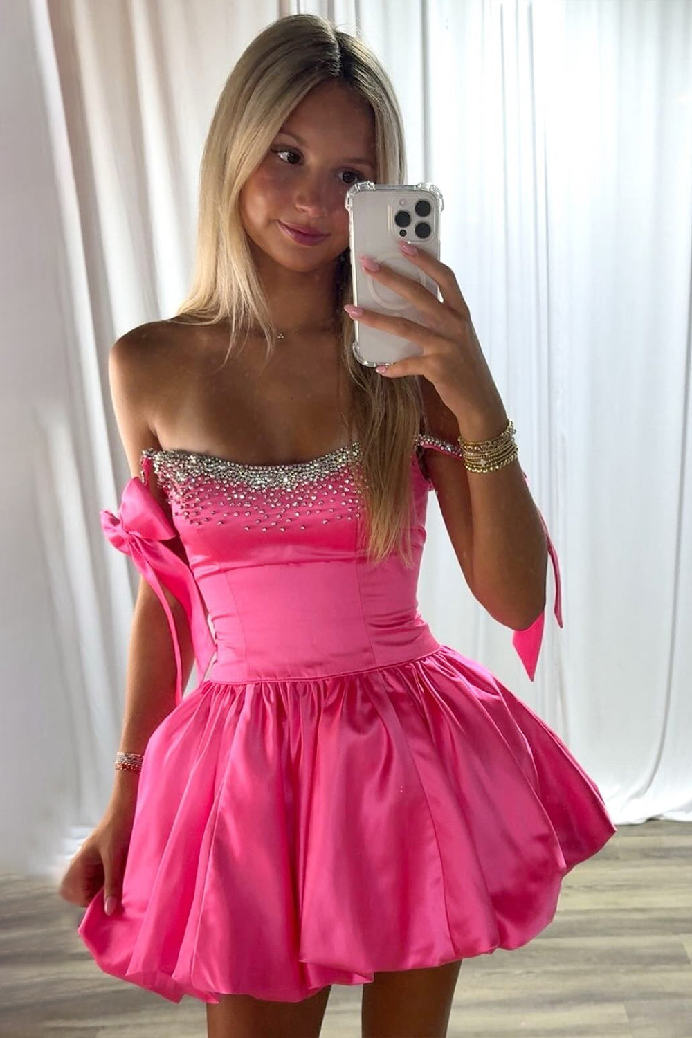 Dreamyannie Blue Beaded A Line Homecoming Dresses Short Cocktail Dresses With Bow