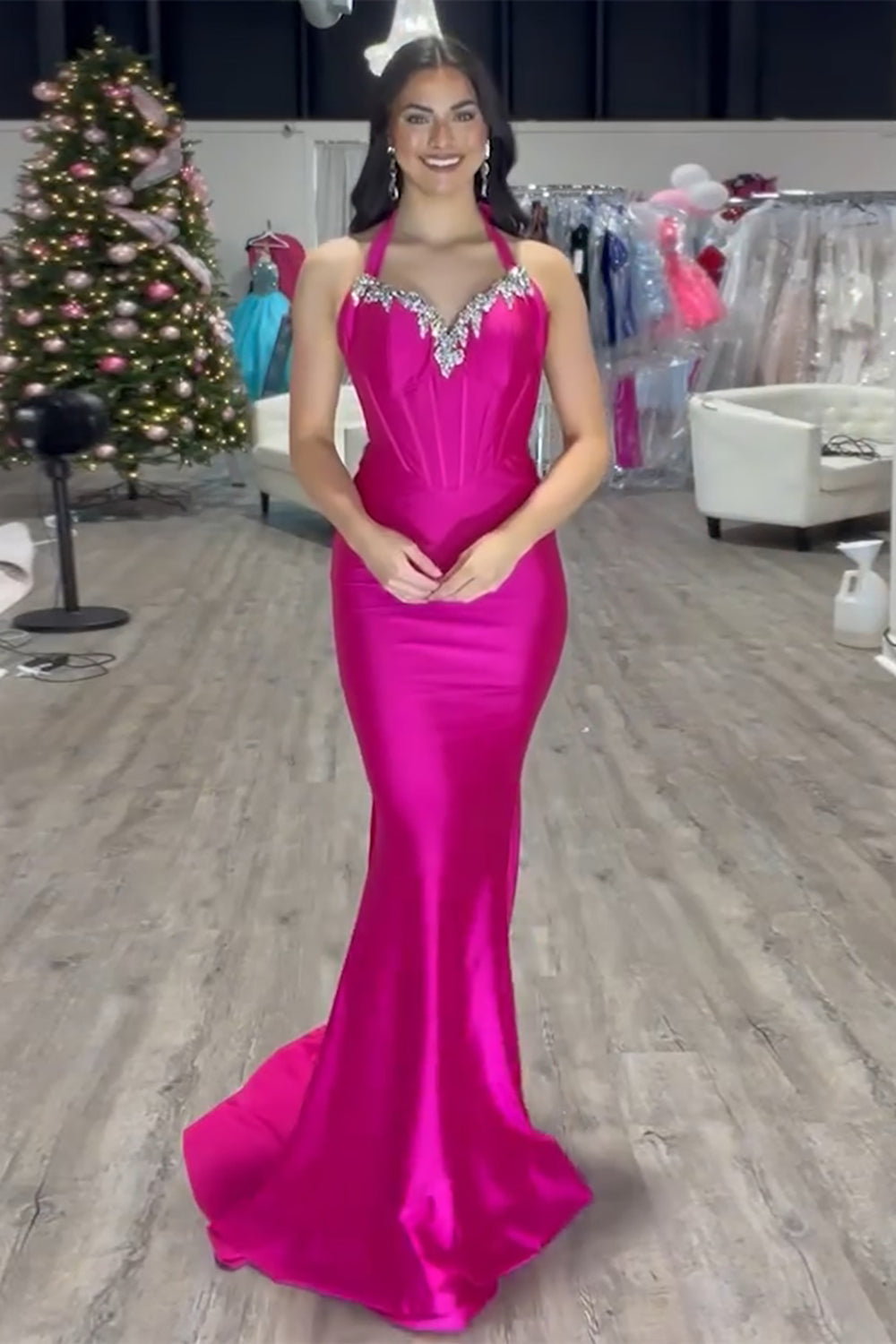 Dreamyannie Dark Green Prom Dress Floral Mermaid Spaghetti Straps Long Formal Dress