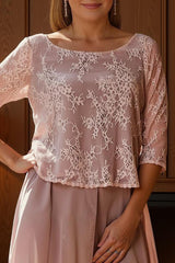 Dreamyannie Dusty Rose Boat Neck Chiffon Mother Of The Bride Jumsuits With Slit