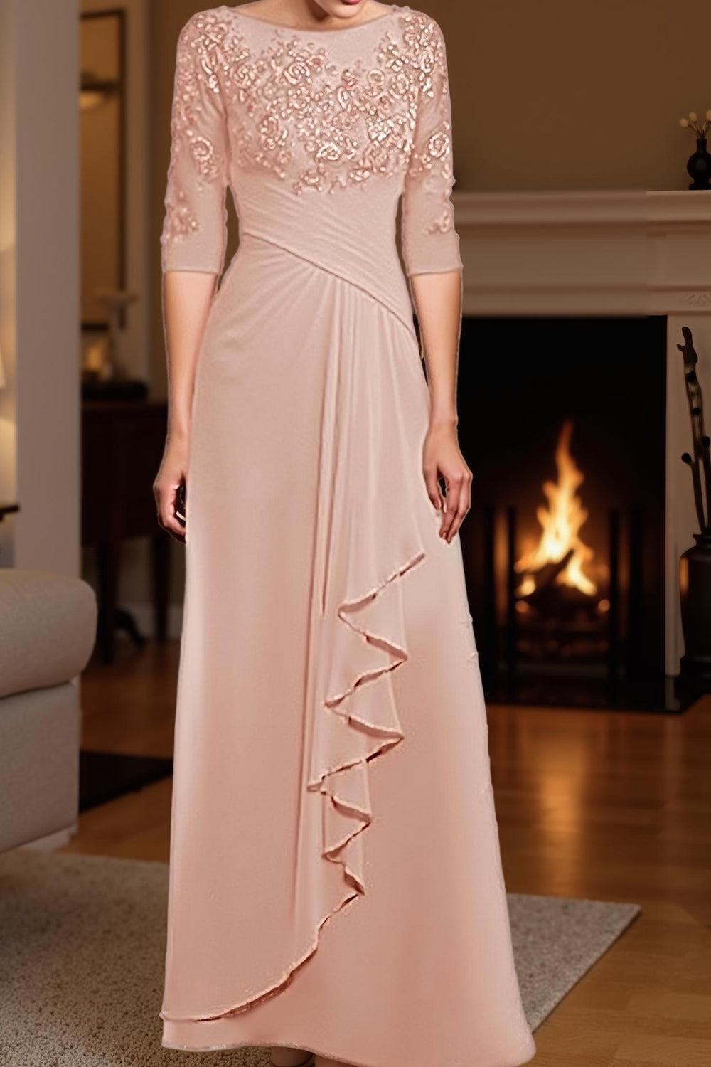 Dreamyannie Eucalyptus Sheath Ruffled Floor Length Mother Of The Bride Dress With Lace