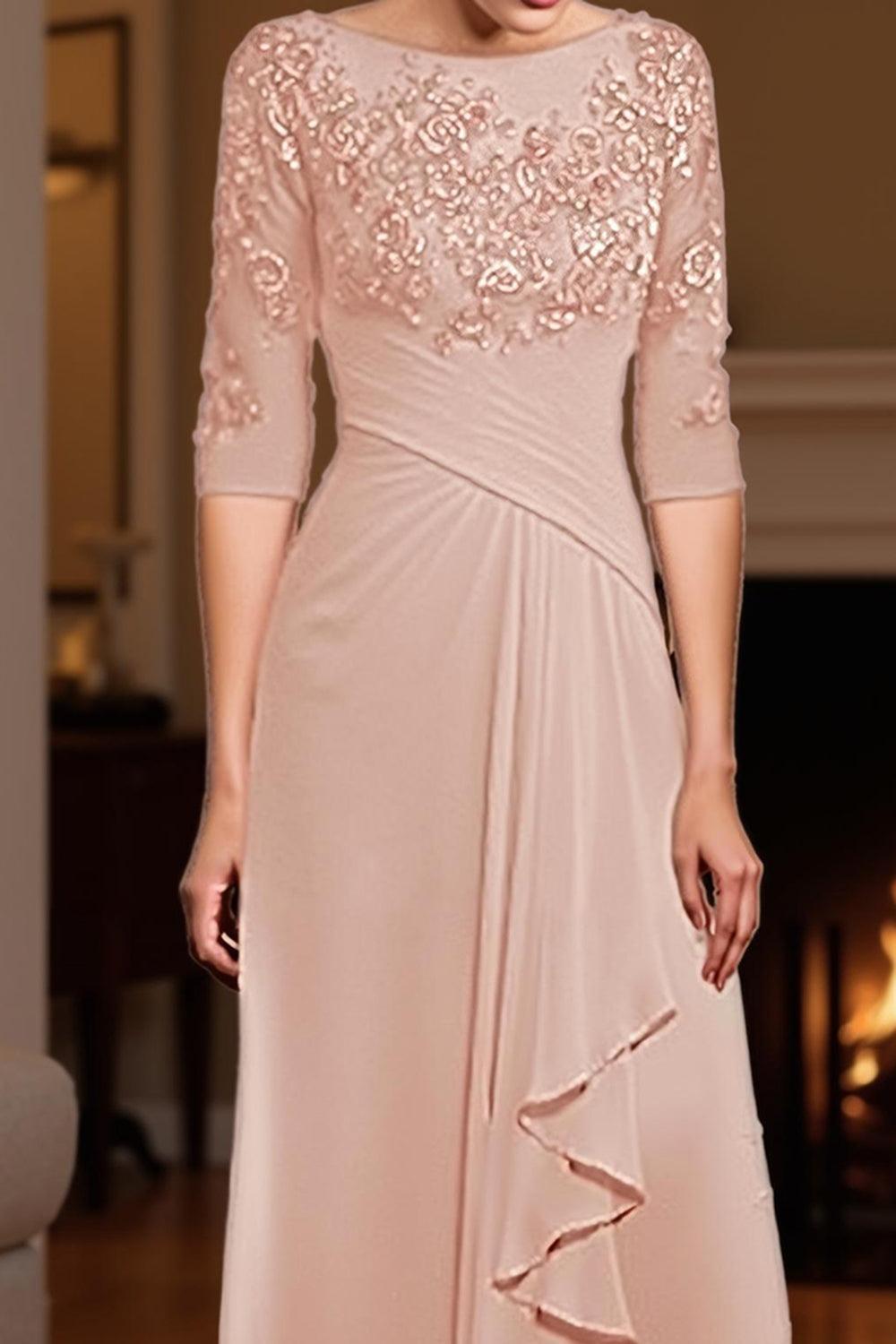 Dreamyannie Eucalyptus Sheath Ruffled Floor Length Mother Of The Bride Dress With Lace