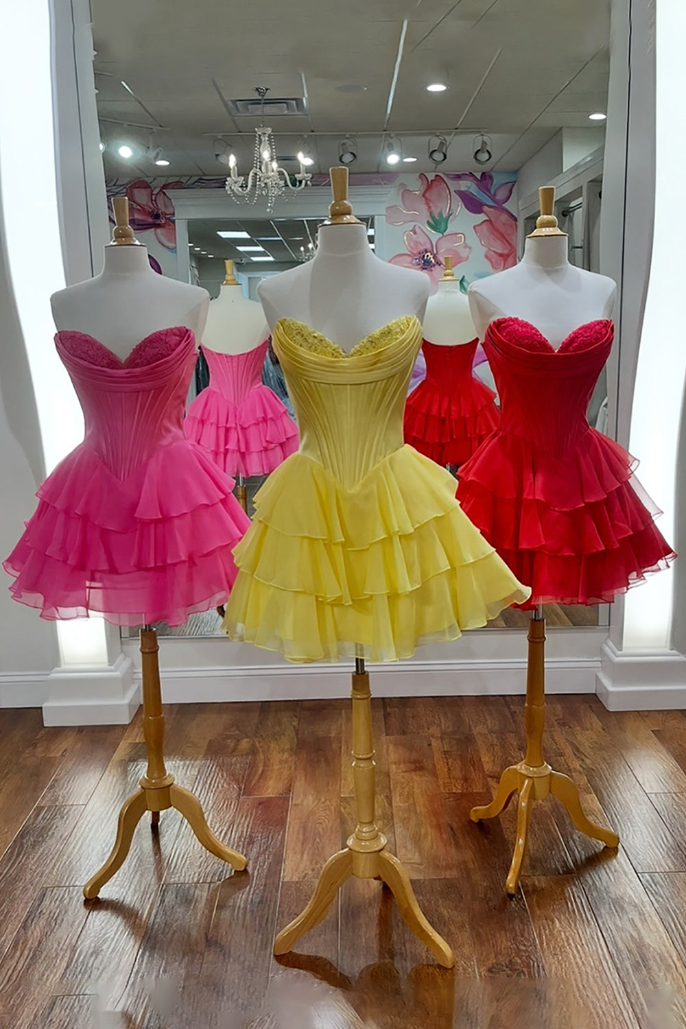 Dreamyannie Fuchsia A Line Homecoming Dresses Corset Short Cocktail Dresses With Ruffles