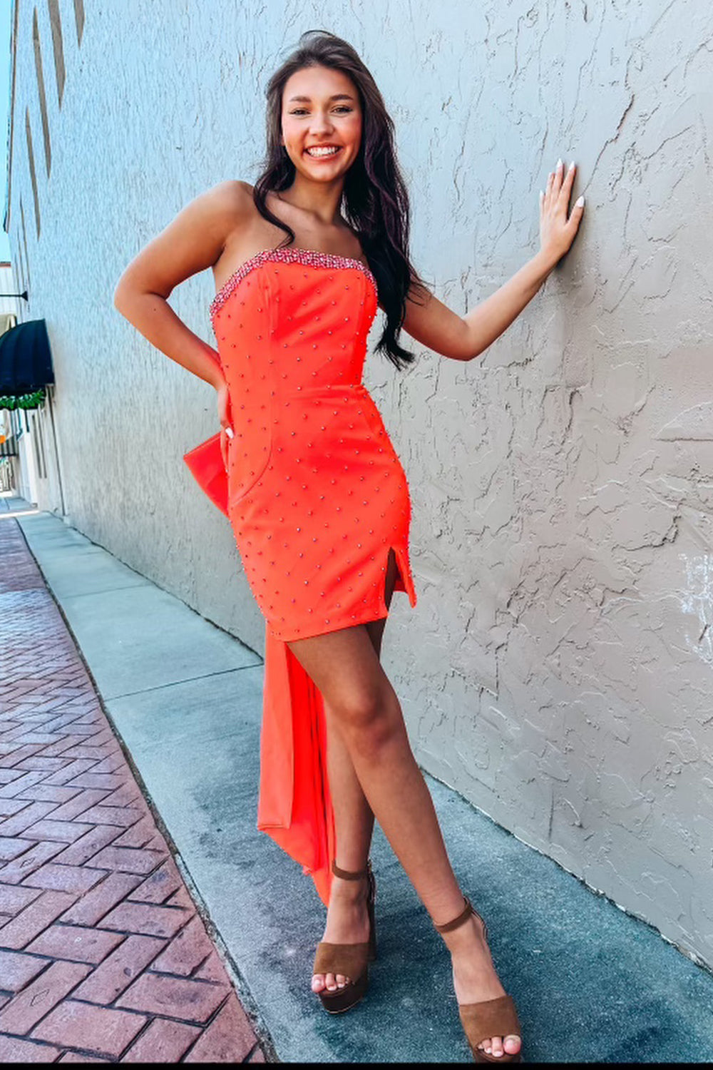 Dreamyannie Glitter Black Homecoming Dresses Beaded Strapless Tight Short Cocktail Dresses With Bow