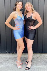 Dreamyannie Grey Blue Ruched Tight Homecoming Dresses Short Corset Cocktail Dresses With Beading