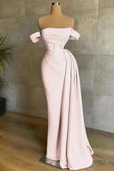 Dreamyannie Ivory Wedding Dress Mermaid Strapless Off The Shoulder Satin Panel Train Formal Dress