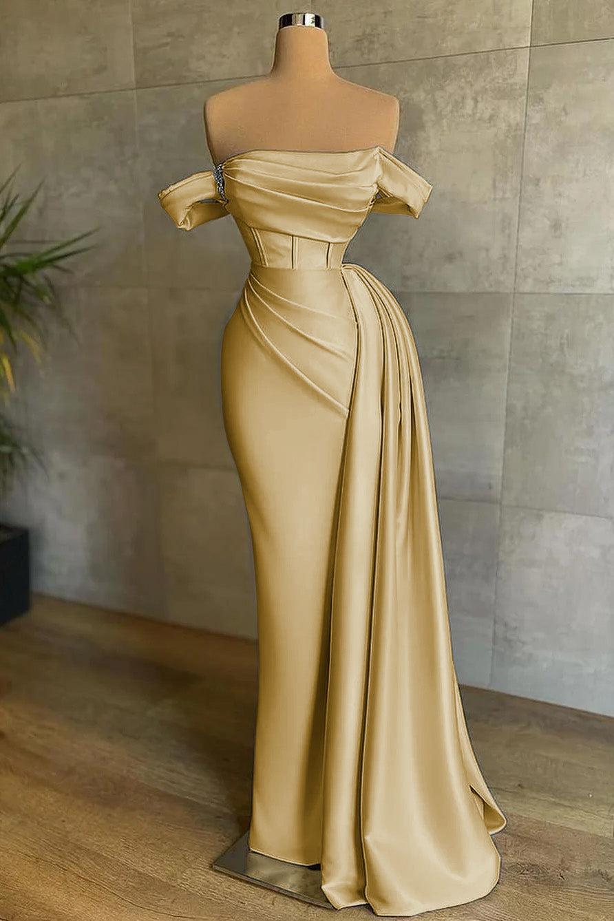 Dreamyannie Ivory Wedding Dress Mermaid Strapless Off The Shoulder Satin Panel Train Formal Dress