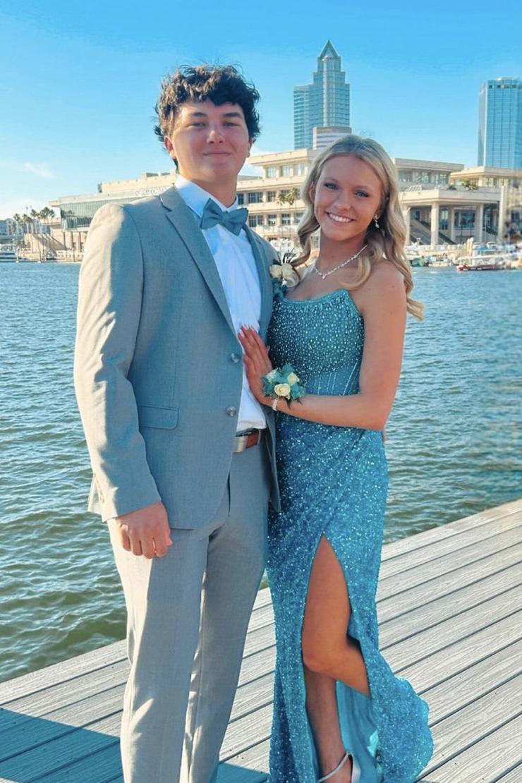 Dreamyannie Lavender Prom Dress Mermaid Strapless Long Formal Dress With Slit