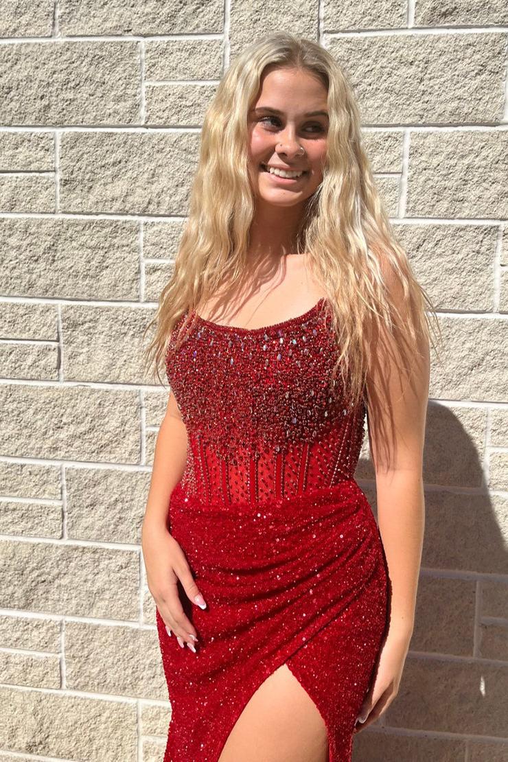 Dreamyannie Lavender Prom Dress Mermaid Strapless Long Formal Dress With Slit