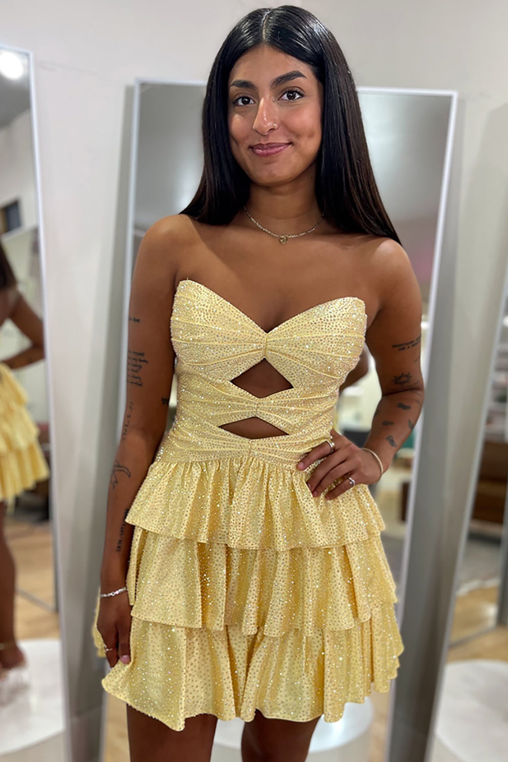 Dreamyannie Light Blue A Line Homecoming Dresses Tiered Short Cocktail Dresses With Beading