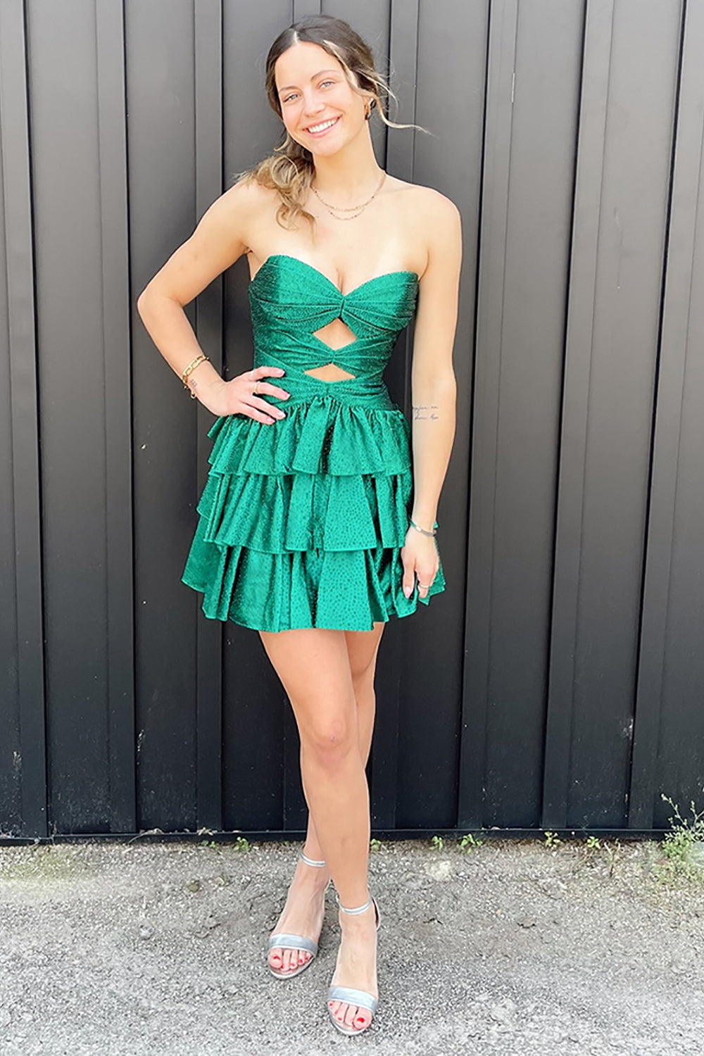 Dreamyannie Light Blue A Line Homecoming Dresses Tiered Short Cocktail Dresses With Beading
