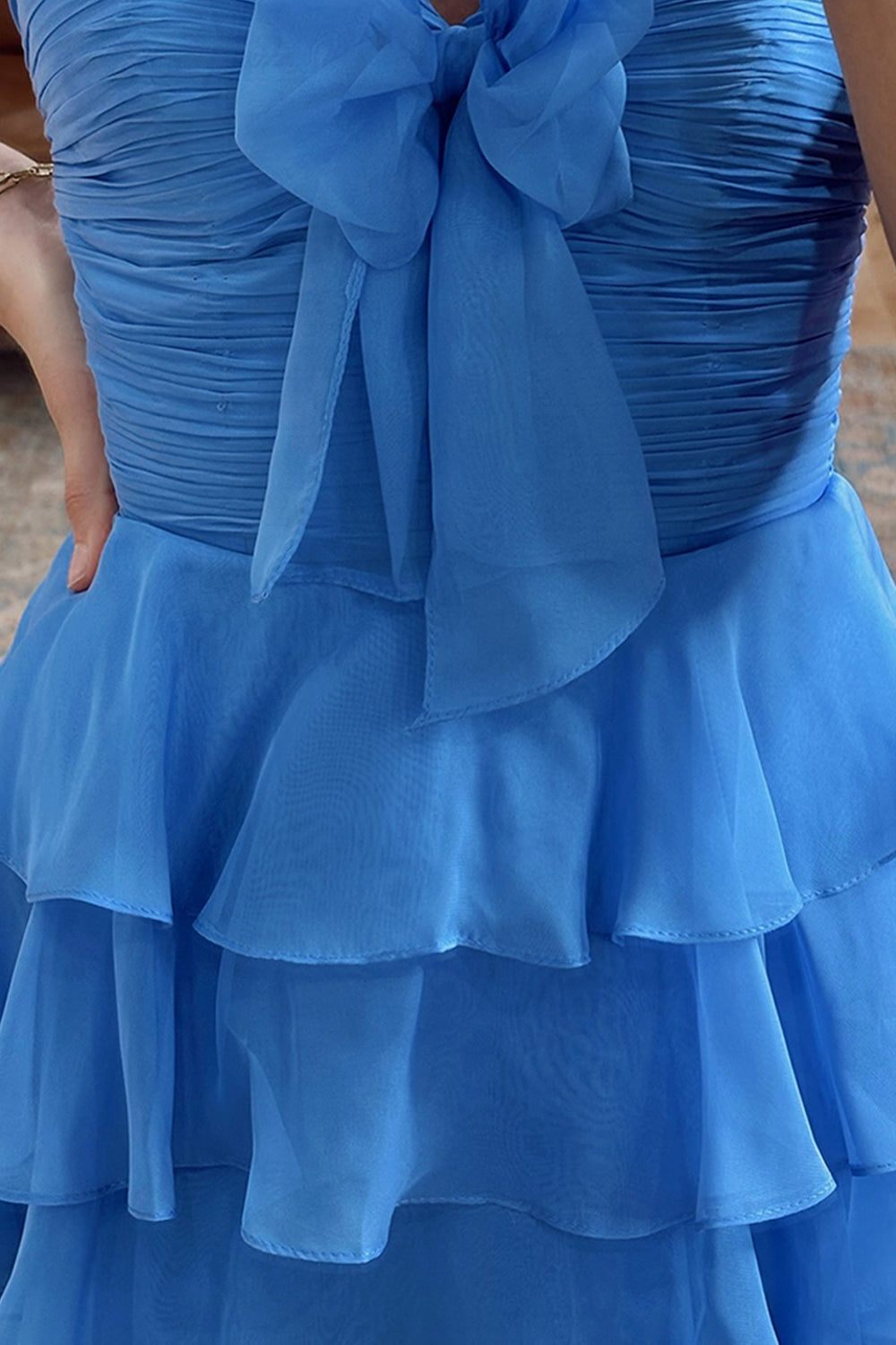 Dreamyannie Light Blue A Line Homecoming Dresses Tulle Sweetheart Tiered Cocktail Dresses