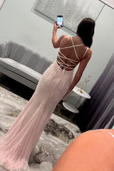 Dreamyannie Light Pink Prom Dress Corset Long Formal Dress With 3D Flowers