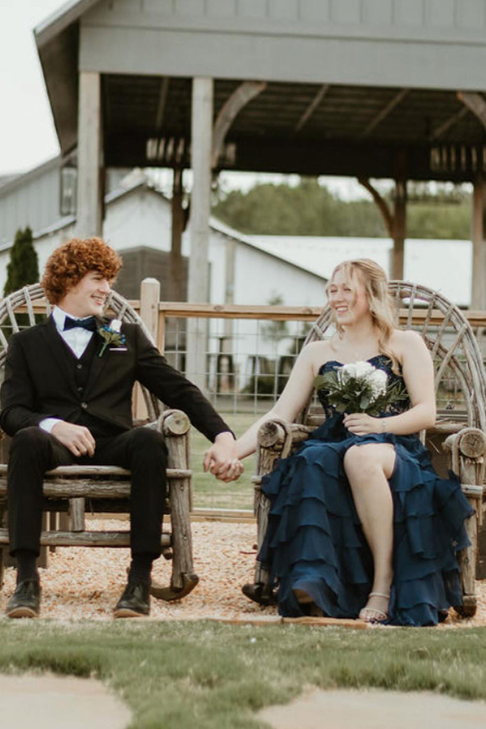 Dreamyannie Lilac Prom Dress A-Line Tiered Chiffon Long Formal Dress With Lace