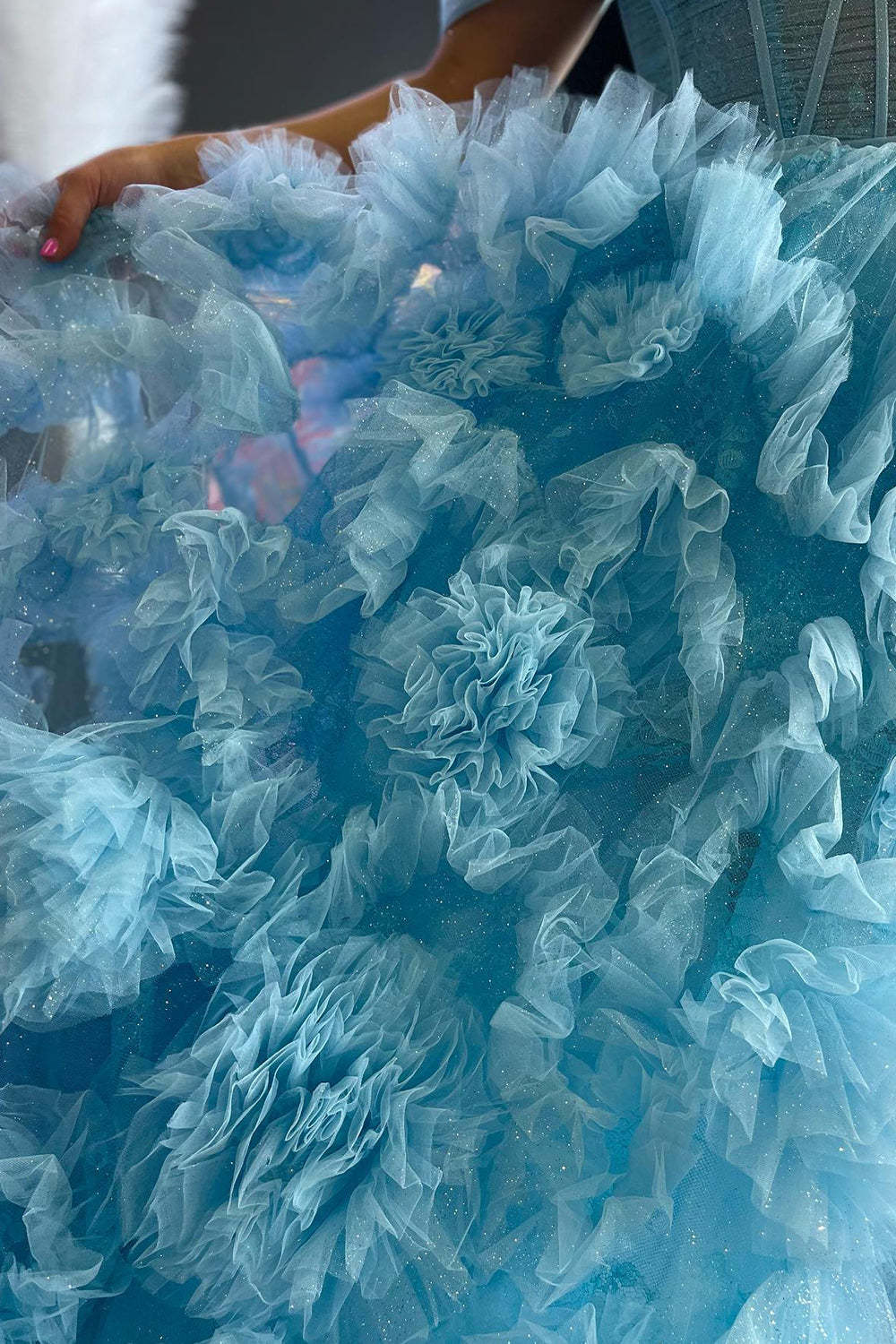 Dreamyannie Lilac Prom Dress Corset Off The Shoulder Ruffled Long Formal Dress With Slit