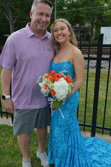 Dreamyannie Mermaid Black Prom Dress Strapless Corset Formal Dress With Appliques