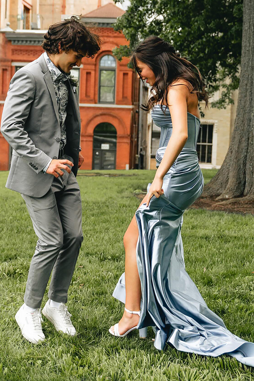 Dreamyannie Mermaid Yellow Prom Dress Sweetheart Long Formal Dress With Slit