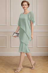 Dreamyannie Mint Green Bodycon Knee Length Mother Of The Bride Dress With Beading