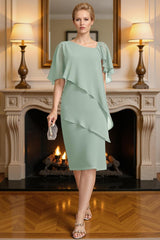 Dreamyannie Mint Green Bodycon Knee Length Mother Of The Bride Dress With Beading
