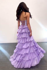 Dreamyannie Navy Prom Dress A Line Strapless Corset Long Chiffon Formal Dress