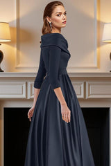 Dreamyannie Navy V Neck A Line High Low Mother Of The Bride Dress With Pockets