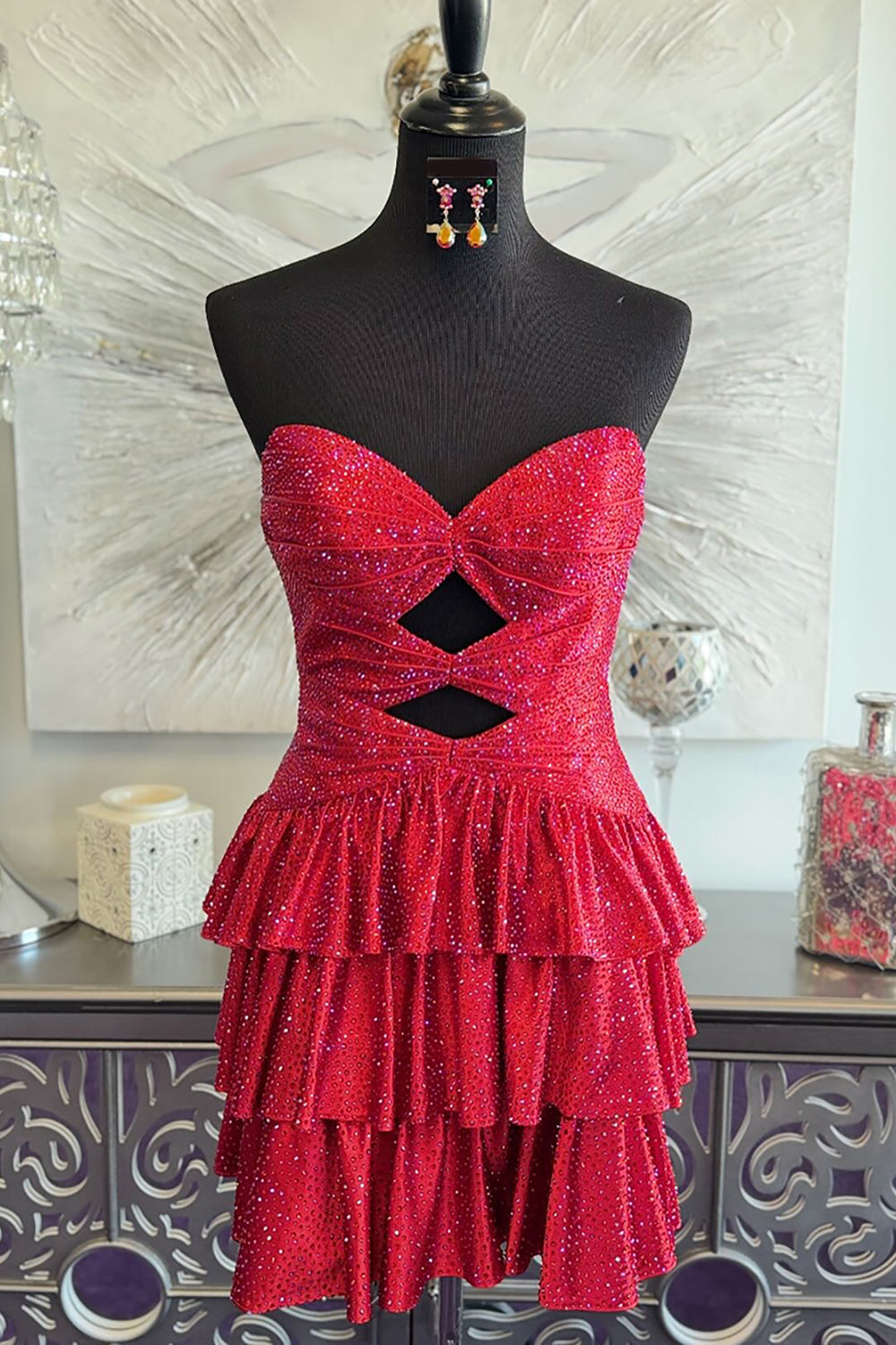 Dreamyannie Orange A Line Homecoming Dresses Tiered Short Cocktail Dresses With Beading