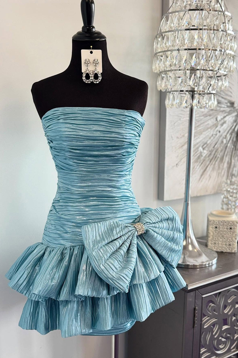 Dreamyannie Pink Pleated A Line Homecoming Dresses Short Cocktail Dresses With Bow