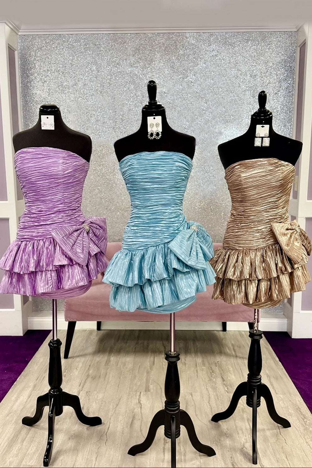 Dreamyannie Pink Pleated A Line Homecoming Dresses Short Cocktail Dresses With Bow