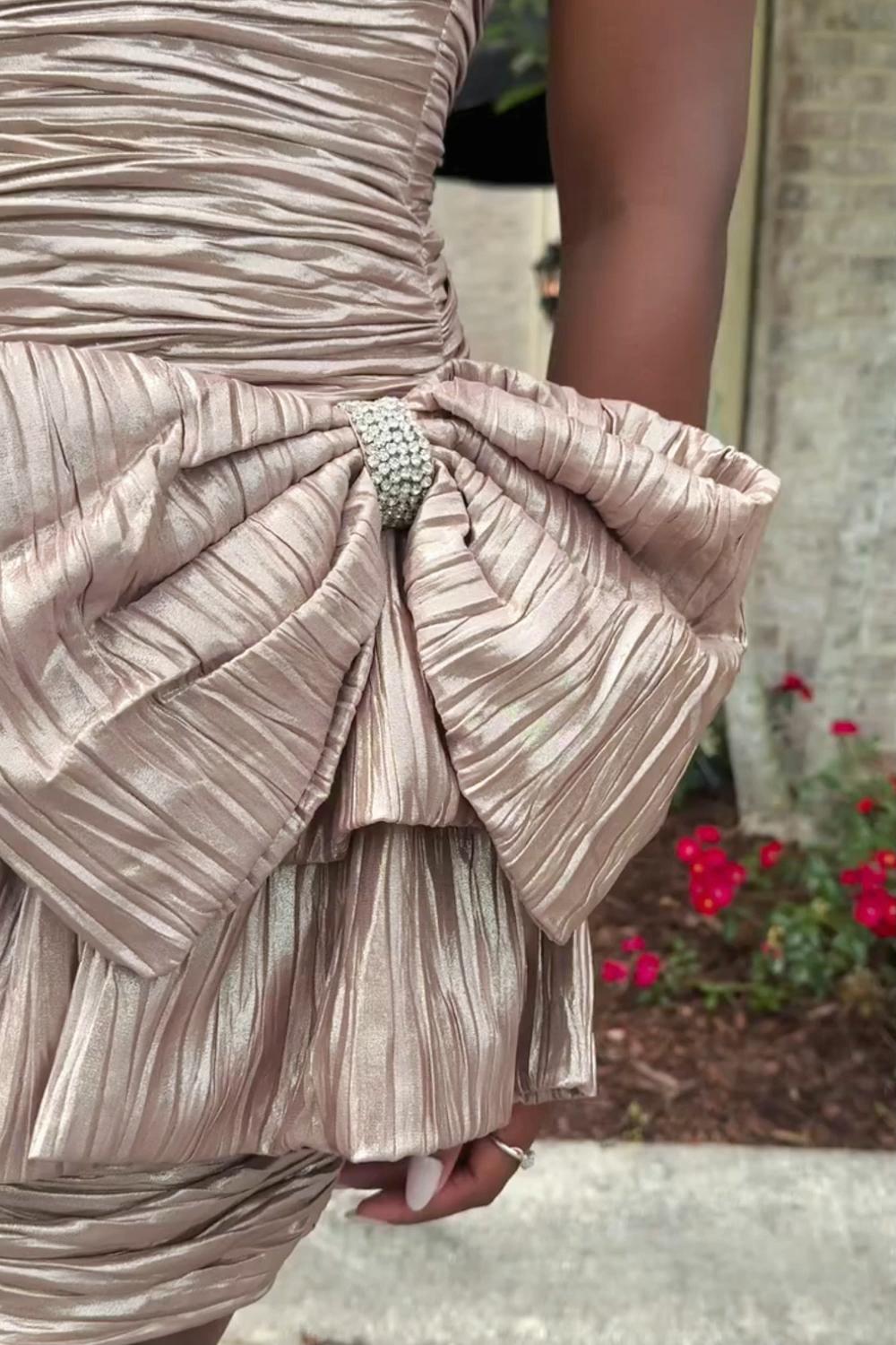 Dreamyannie Pink Pleated A Line Homecoming Dresses Short Cocktail Dresses With Bow