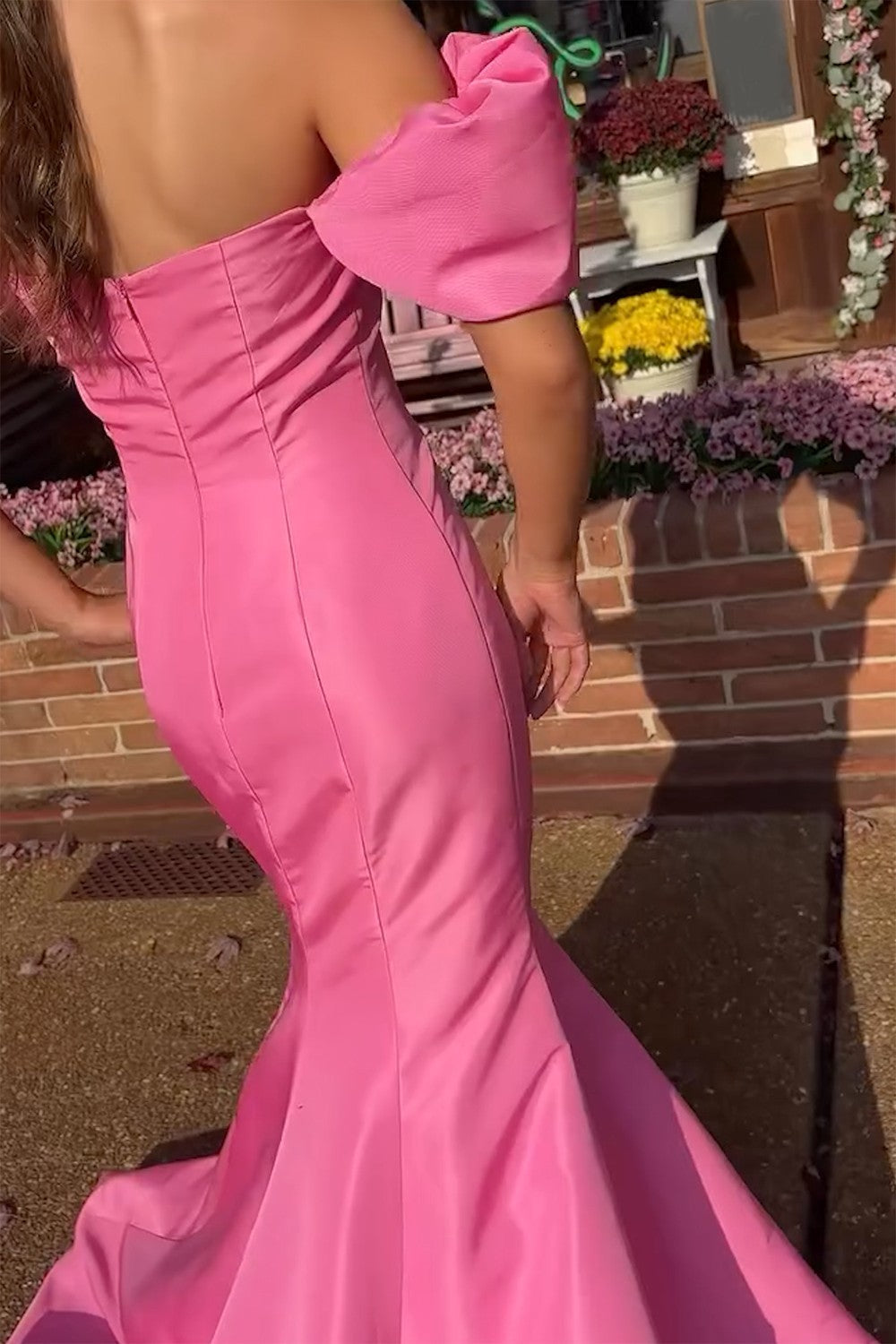 Dreamyannie Pink Prom Dress Mermaid Off The Shoulder Long Formal Dress