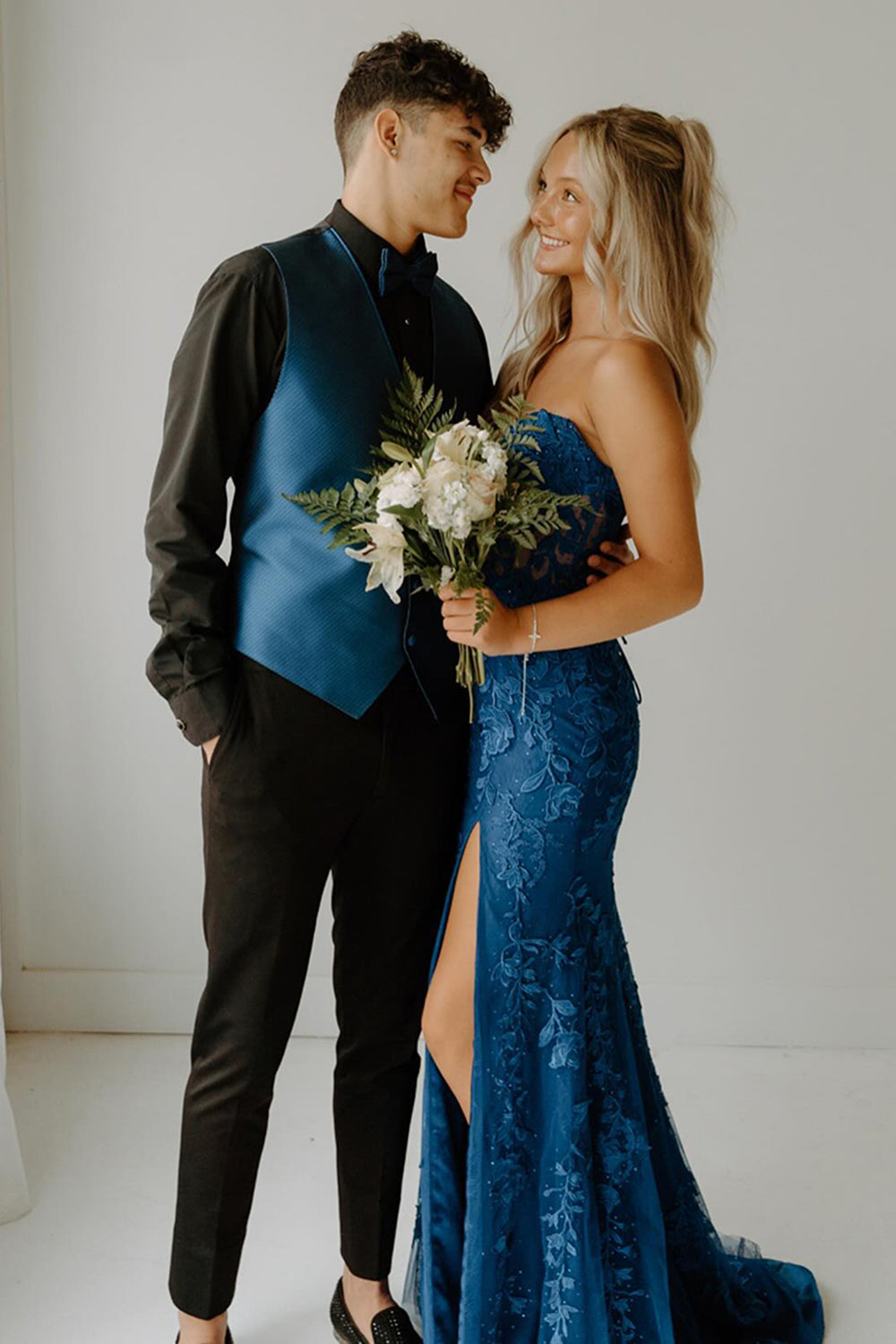 Dreamyannie Pink Prom Dress Sweetheart Corset Long Lace Formal Dress With Slit