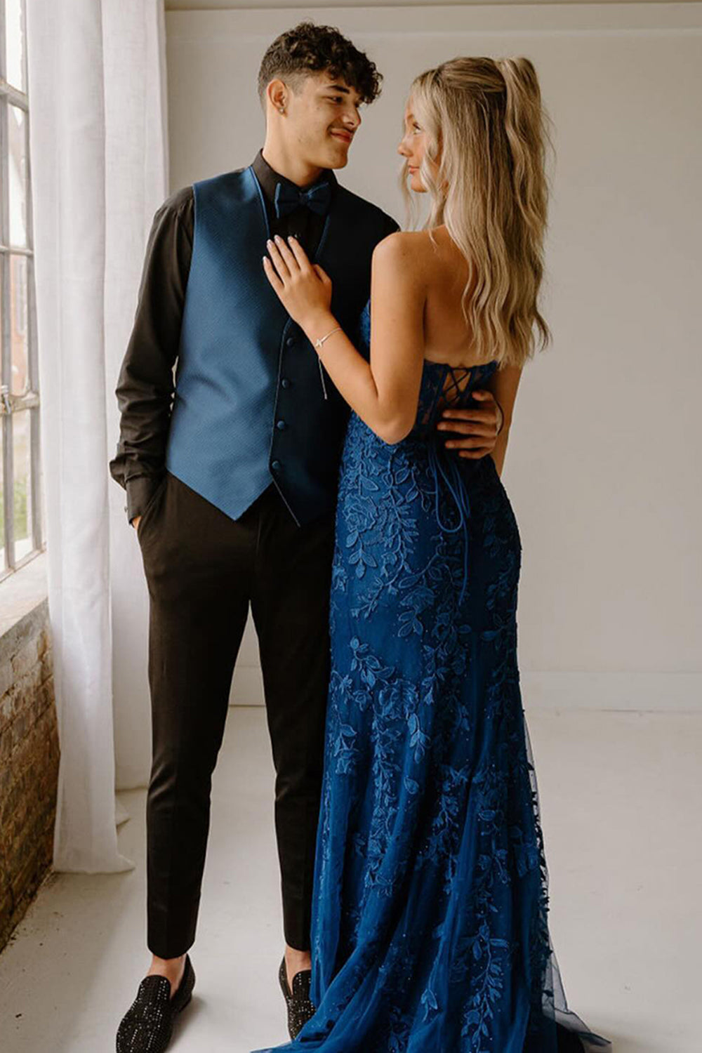 Dreamyannie Pink Prom Dress Sweetheart Corset Long Lace Formal Dress With Slit