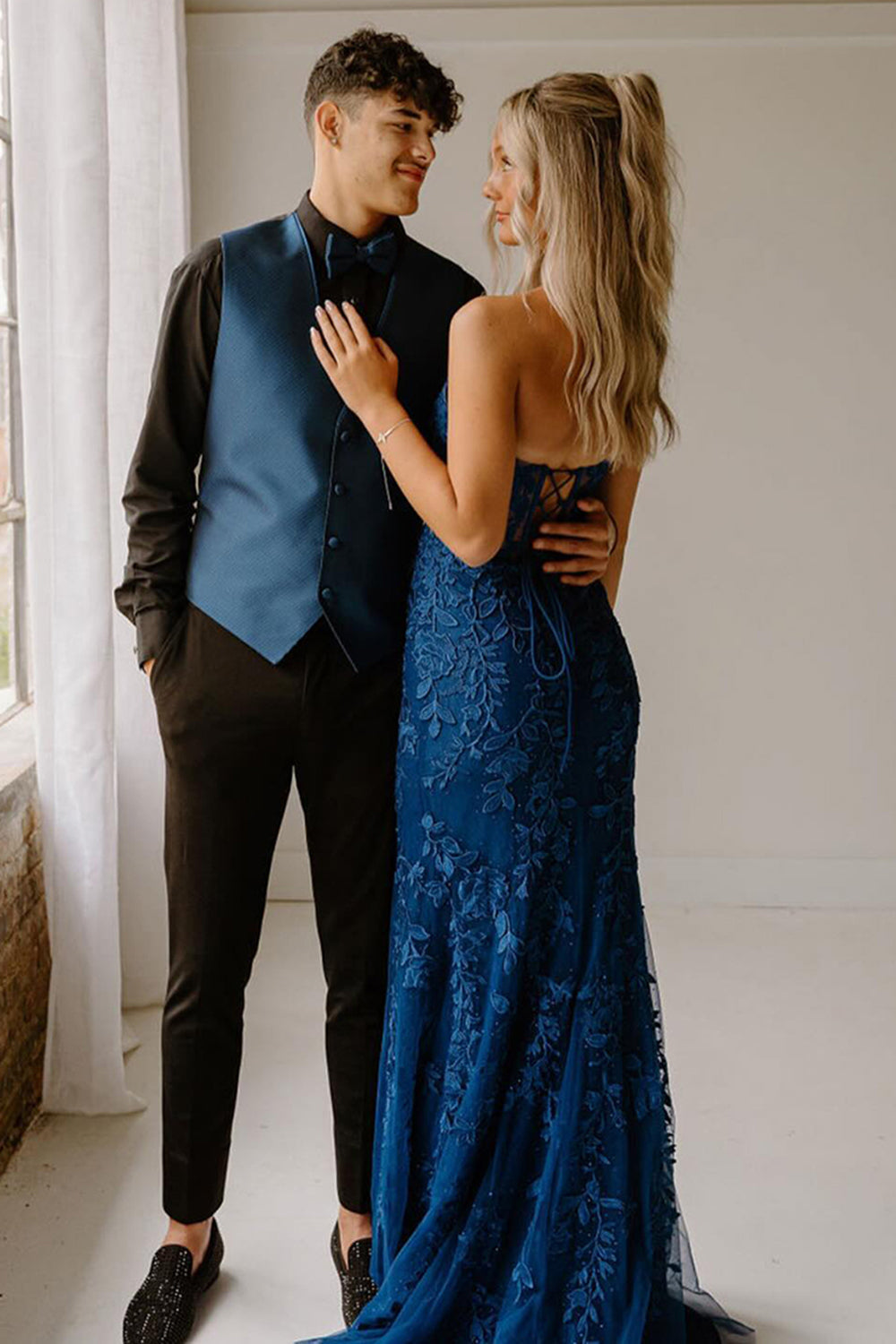 Dreamyannie Pink Prom Dress Sweetheart Corset Long Lace Formal Dress With Slit