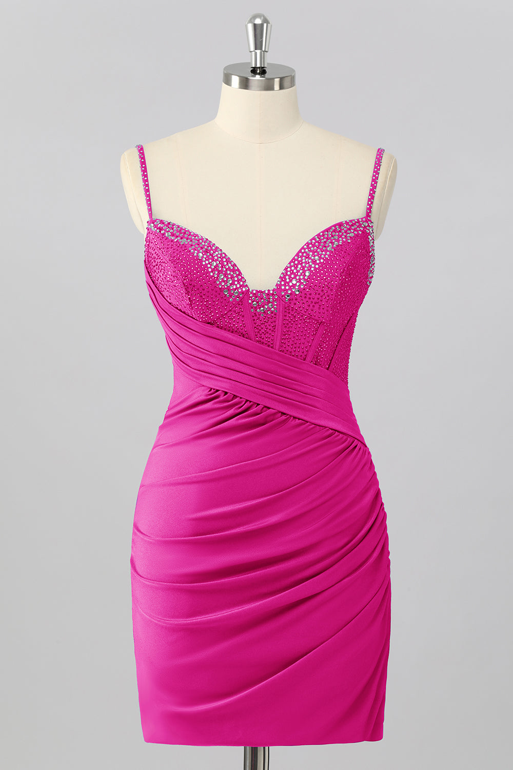 Dreamyannie Royal Blue Bodycon V Neck Short Corset Homecoming Dress with Beading