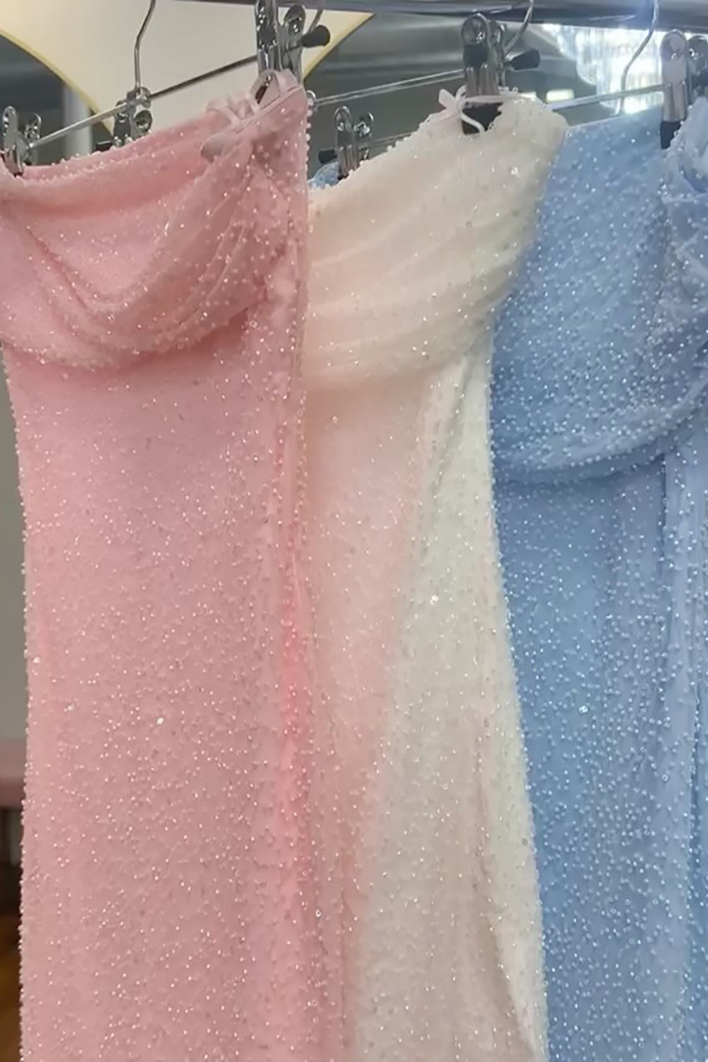 Dreamyannie Royal Blue Homecoming Dresses Spaghetti Straps Sequin Tight Short Cocktail Dresses With Pearls