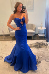 Dreamyannie Royal Blue Prom Dress Sweetheart Mermaid Floor Length Formal Dress