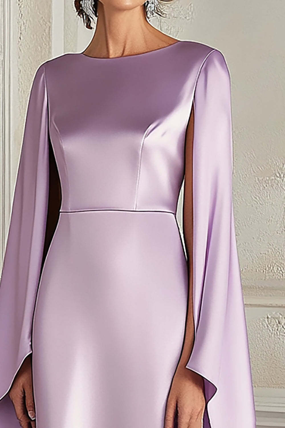 Dreamyannie Sheath Knee-Length Lilac Scoop Formal Dress With Shawl